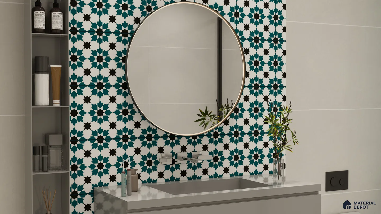 Elegant Moroccan-Inspired Bathroom Accent Wall | Material Depot