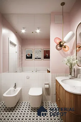 Elegant Pink and White Bathroom with Art Deco Touches | Material Depot