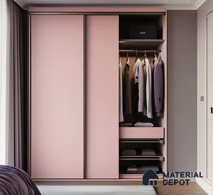 Elegant Pink Sliding Wardrobe for a Modern Sophisticated Bedroom | Material Depot