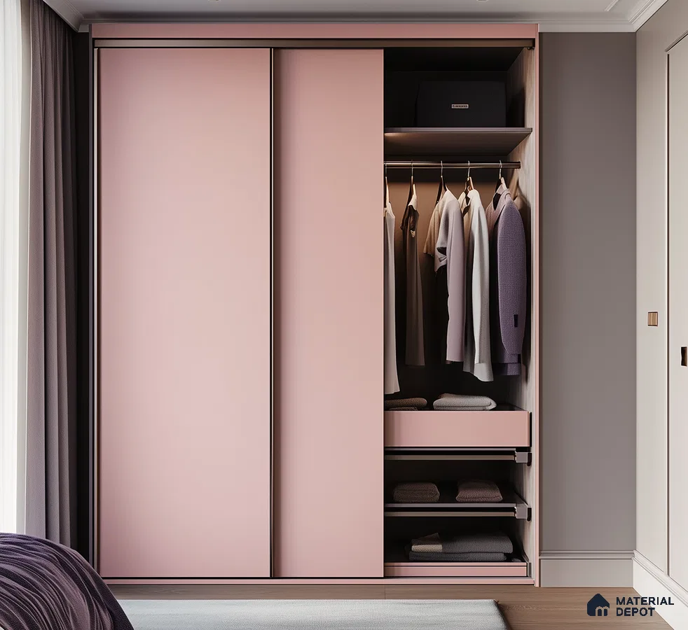 Elegant Pink Sliding Wardrobe for a Modern Sophisticated Bedroom | Material Depot