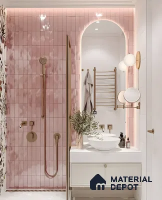 Elegant Pink-Tiled Bathroom Interior | Material Depot