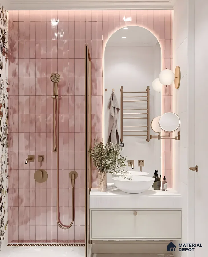 Elegant Pink-Tiled Bathroom Interior | Material Depot