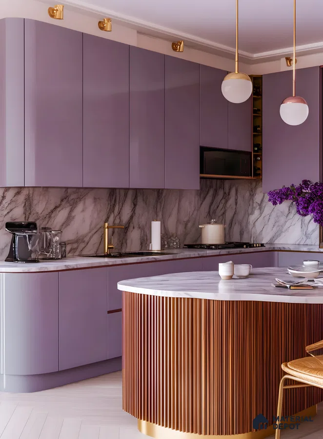 Coastal Chic Kitchen with Soft Blue Cabinets and Natural Textures | Material Depot
