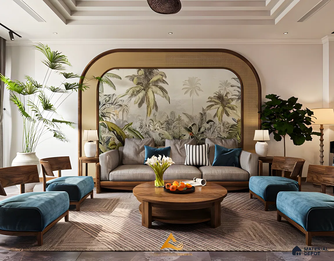 Elegant Tropical Retreat: A Fusion Of Natural Elements And Modern Comfort | Material Depot