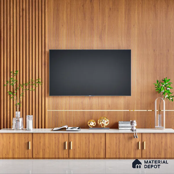 Wooden Fluted Look LM 01260 Cyprus 8 ft x 4 ft Bamboo Channel Finish Decorative Laminate - 1 mm | Suitable for TV Unit, Wardrobe, Kitchen Cabinets