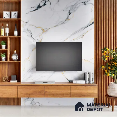 Wooden Look LM 19488 D Metallic Teak Wood High Gloss Finish 8 ft x 4 ft Decorative Laminate - 1 mm | Suitable for TV Unit, Wardrobe, Kitchen Cabinets