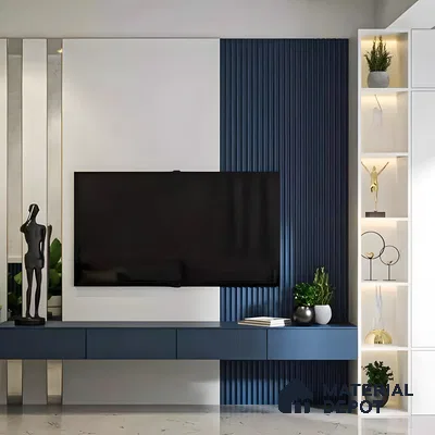 Blue Themed classy TV Unit Design | Material Depot