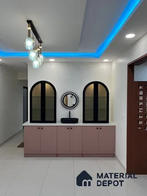 Elegant Vanity Area with Modern Lighting in Bengaluru | Material Depot