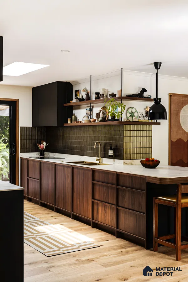 Elegant Wood-Themed Kitchen with Rich Textural Details | Material Depot