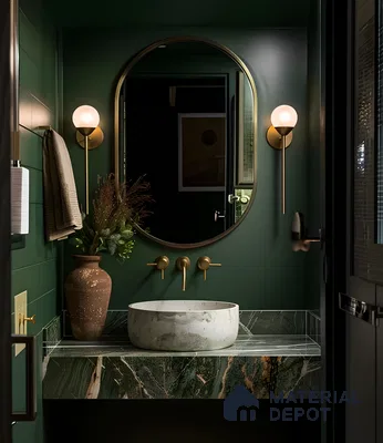 Emerald Elegance: A Sophisticated Powder Room | Material Depot