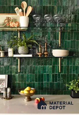 Emerald Kitchen: A Modern Kitchen with Green Tiles | Material Depot