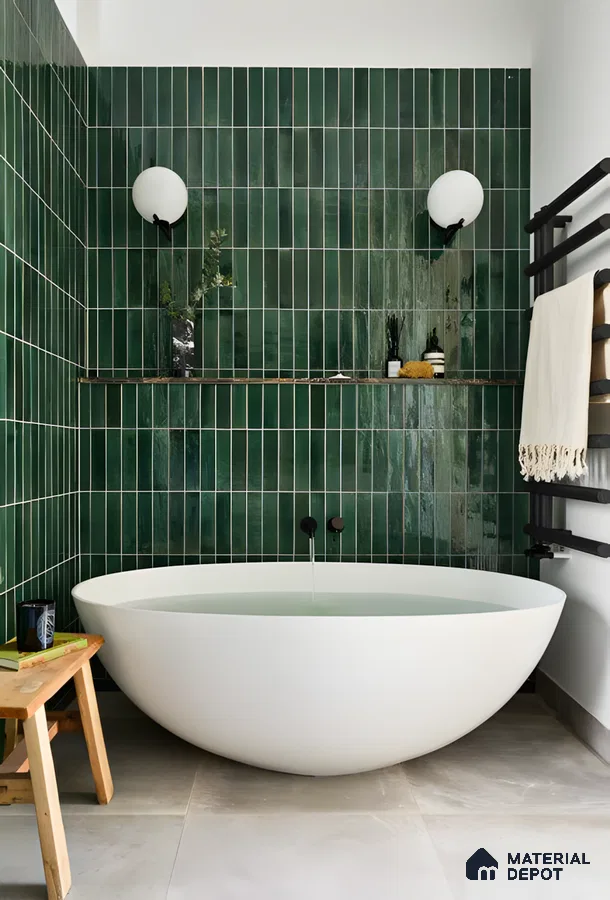 Emerald Oasis: A Luxurious Bathroom Retreat | Material Depot