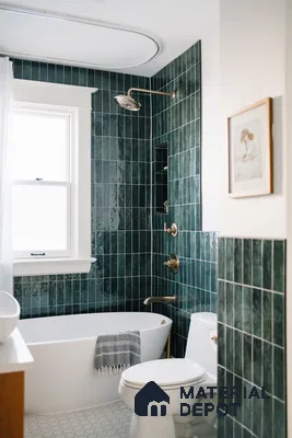 Emerald Oasis: A Serene Bathroom Retreat | Material Depot