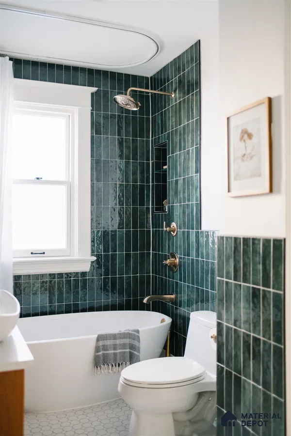 Emerald Oasis: A Serene Bathroom Retreat | Material Depot
