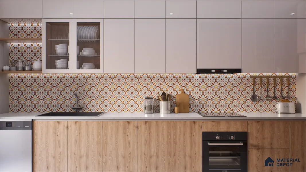 Moroccan Floor & Wall Tile TL 02121 Cool Grey & Brown 2 ft x 2 ft Matte Finish Vitrified Tile - 9.5 mm | Suitable For Kitchen, Bathroom, Dining Area | Please Expect a Slight Variation of Pattern