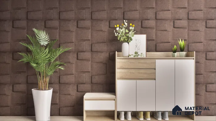 Brown Stream PVC Matte Finish 3D Wall Panel | 20 in x 20 in | Magnum Brown - 15 mm | Suitable for Dining, Feature Wall & TV Unit | Width is Subjected to 5% Variation