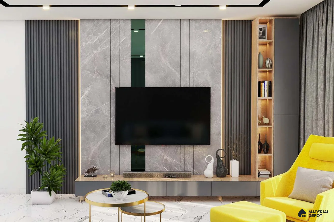 Luxurious Grey Marble Media Unit