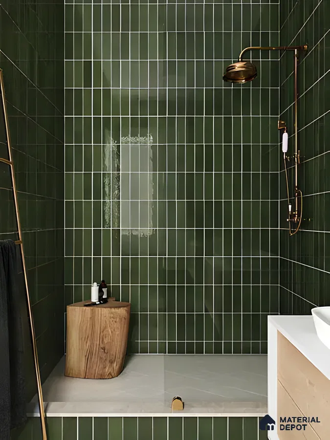 Fabulous Green and Brass Shower Area | Material Depot