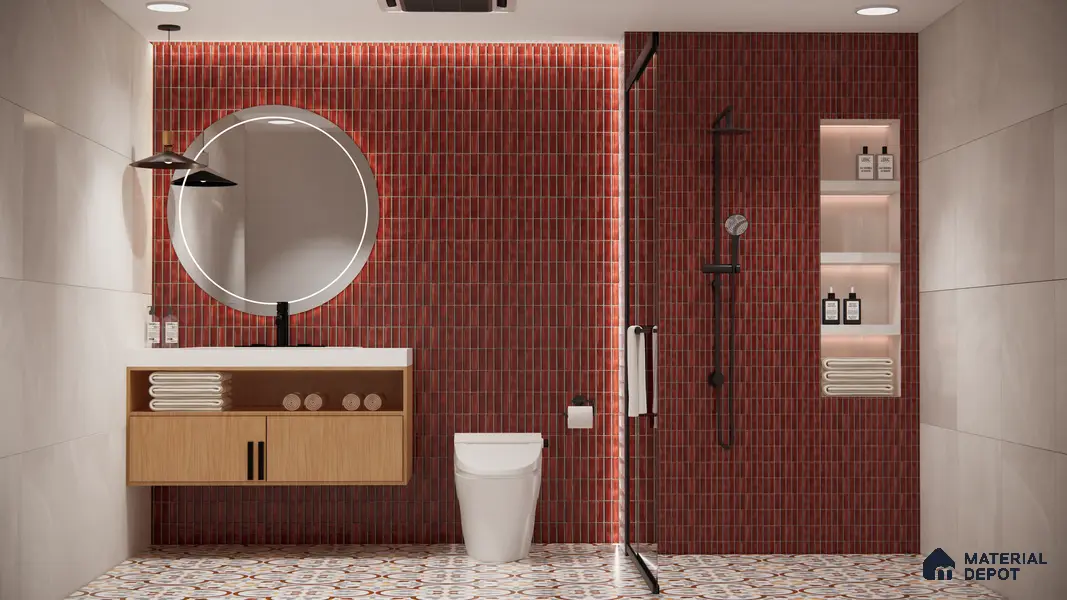 Moroccan Floor & Wall Tile TL 02121 Cool Grey & Brown 2 ft x 2 ft Matte Finish Vitrified Tile - 9.5 mm | Suitable For Kitchen, Bathroom, Dining Area | Please Expect a Slight Variation of Pattern