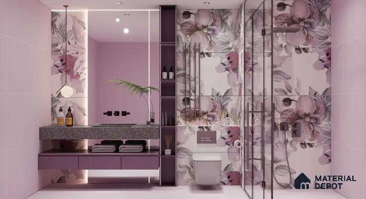 Floral Wall Highlighter Tile TL 05742 Jewel Bramble Beauty 4 ft x 2 ft Vitrified Matte Finish - 9 mm | Suitable for Living Room, Bedroom, Bathroom & Foyer
