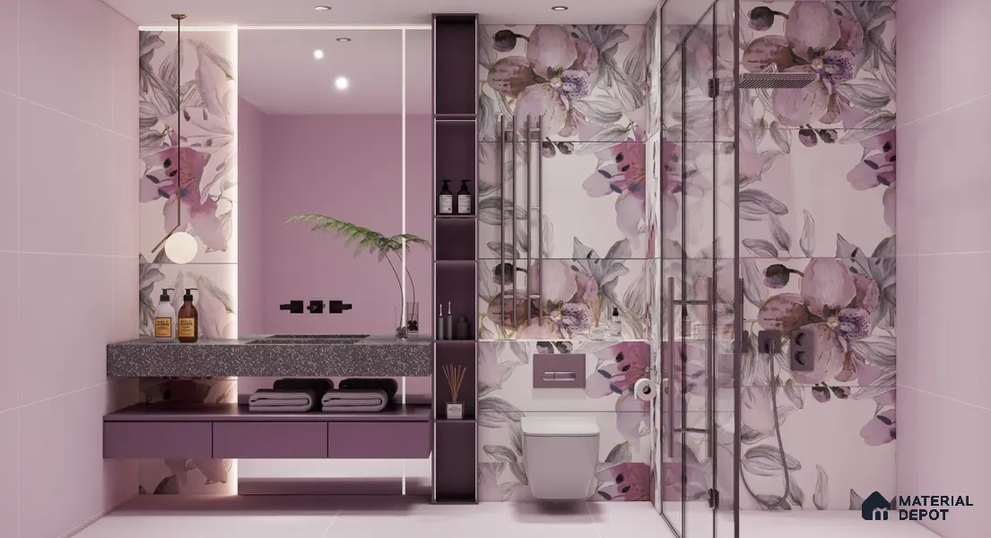 Floral Wall Highlighter Tile TL 05742 Jewel Bramble Beauty 4 ft x 2 ft Vitrified Matte Finish - 9 mm | Suitable for Living Room, Bedroom, Bathroom & Foyer