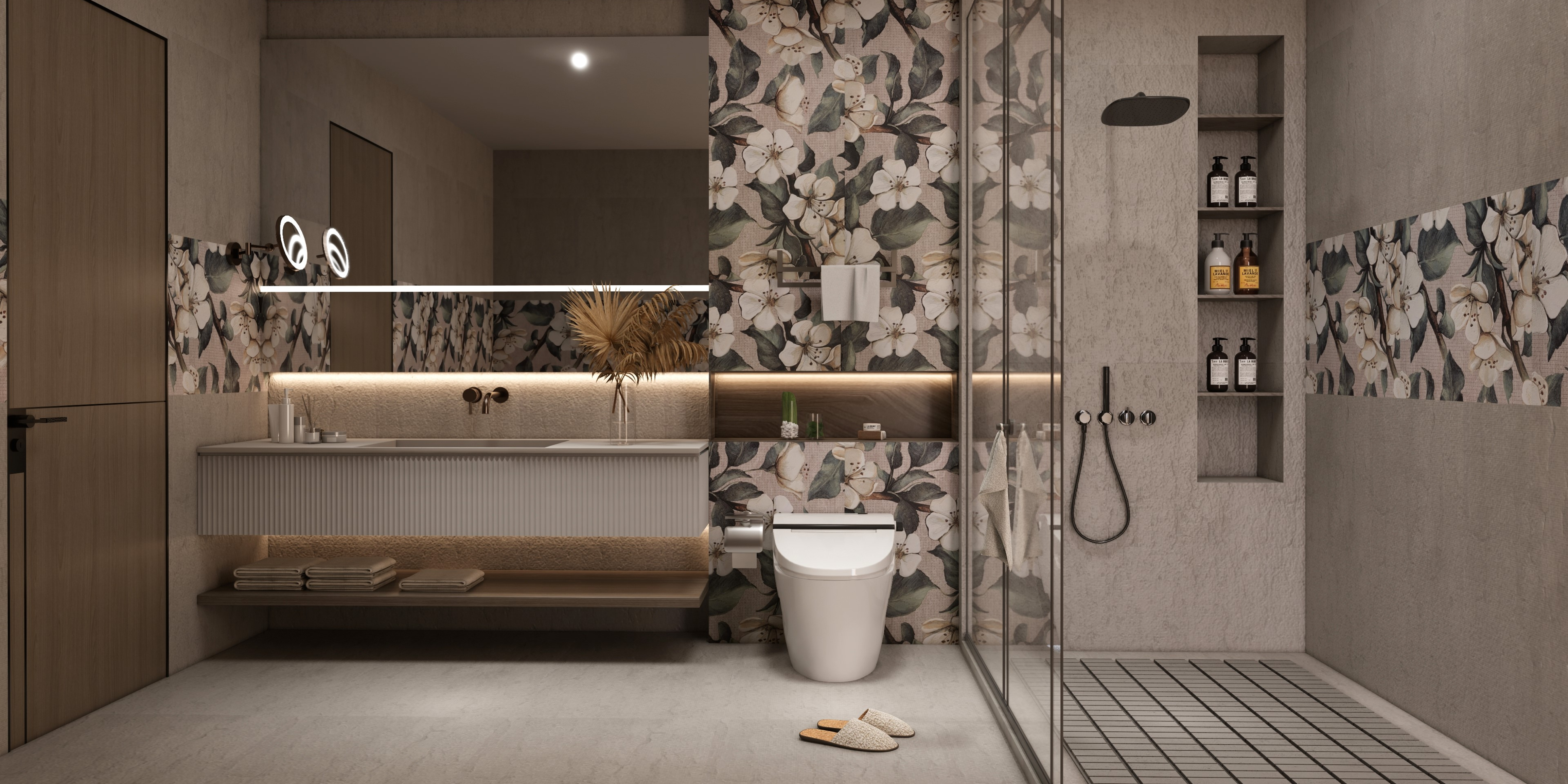 Floral Wall Tile TL 05547 Prestige Leaf Grey Decor 2 ft x 4 ft Vitrified Matte Finish - 9 mm  | Suitable for Living Room, Bedroom, Bathroom