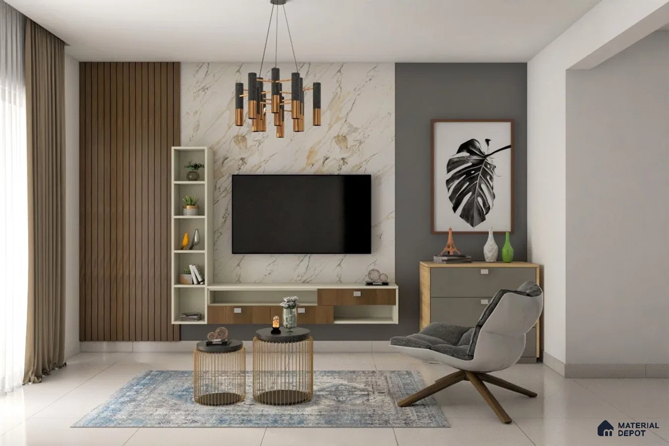 Modern Fluted TV Unit