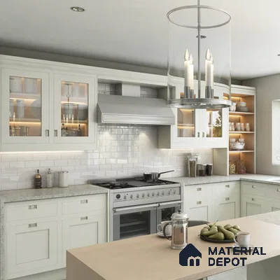 Fresh Elegance Light Green Kitchen with Modern Accents | Material Depot