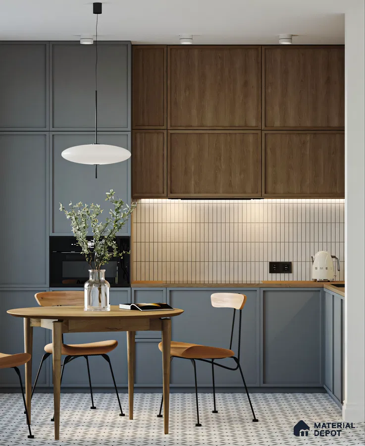 Functional Aesthetics: A Fusion of Warm Wood and Cool Grey in Kitchen Design | Material Depot