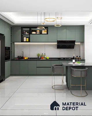 Functional Matte Green Kitchen Design | Material Depot