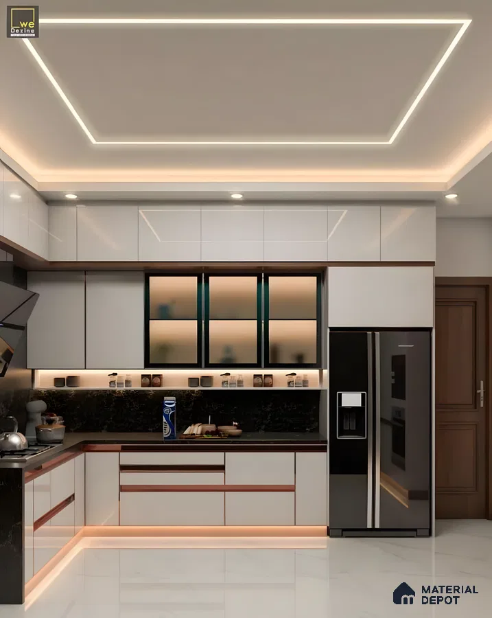Futuristic Luxe: Black Marble Meets Ambient Lighting Elegance | Material Depot