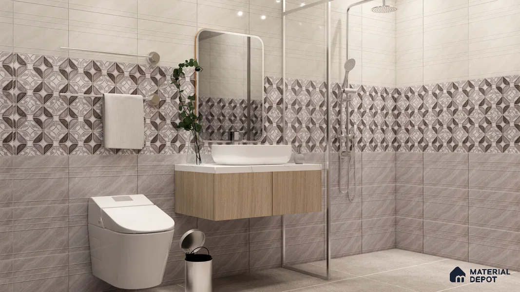 Budget Friendly Marble Wall Tile Value For Money TL 01881 A  18 x 12 inch - Ceramic Glossy Finish -6 mm  | Suitable for Kitchen & Bathroom