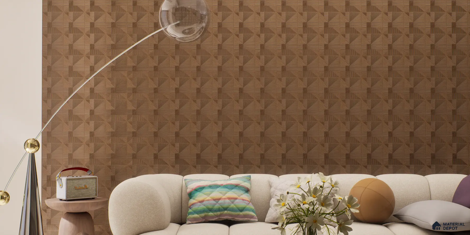 Geometric Wall Paneling in a Modern Living Room | Material Depot