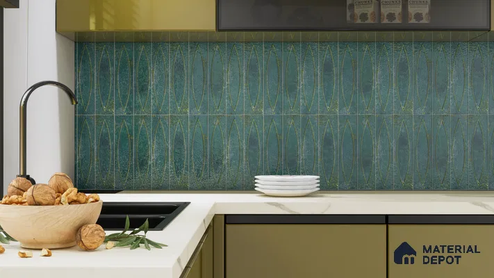 Patterned Wall Tile TL 05749 Tones Irish jade 1 ft x 1 ft Ceramic Glossy Finish - 9 mm | Suitable for Living Room, Bedroom, Kitchen, Bathroom | Please Expect a Slight Variation of Pattern