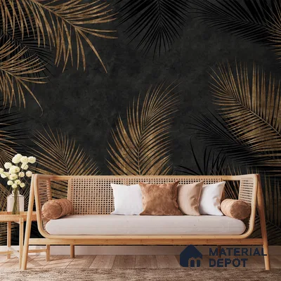 A close-up of a Tropical Theme Wallpaper, Gold Brown Foliage Indrani Series Soft Feel Tropical Design (Customised Size Wallpaper )available at Material Depot in Bangalore