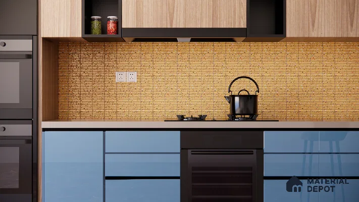 Golden Mosaic Kitchen Backsplash with a Contemporary Touch | Material Depot