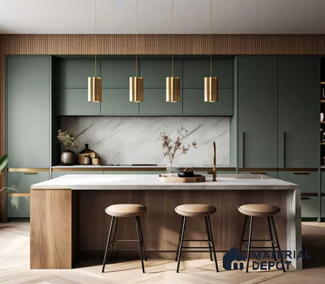 Green Elegance: Modern Kitchen Design | Material Depot