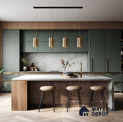 Green Elegance: Modern Kitchen Design | Material Depot