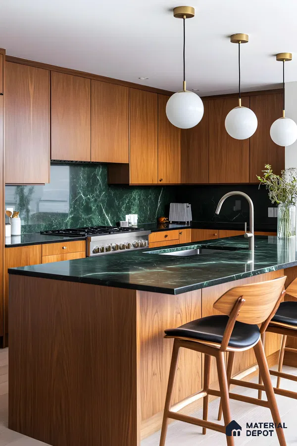 Green Marble And Warm Wood | Material Depot