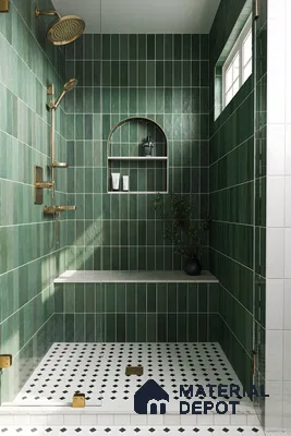 Green Sanctuary: A Modern Bathroom with Lush Tiles | Material Depot