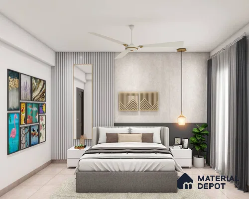 Modern grey master bedroom