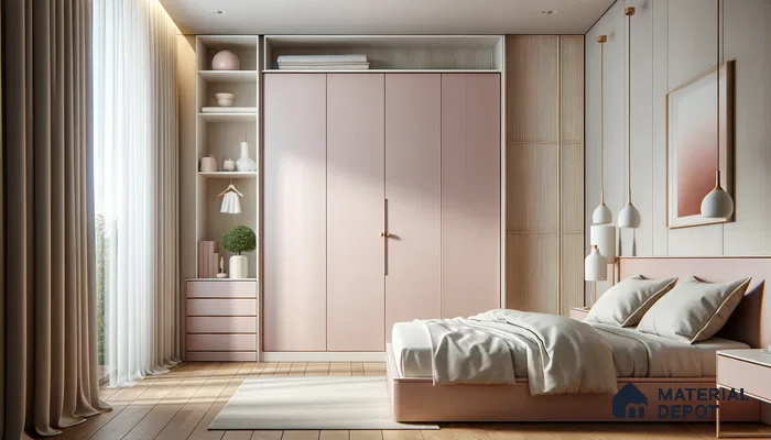 Harmonious Modern Bedroom with Pastel Palette and Clean Aesthetics | Material Depot