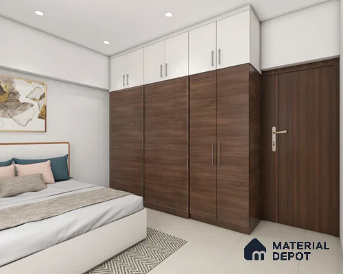 Modern Sliding Door Wardrobe in Wood & White.