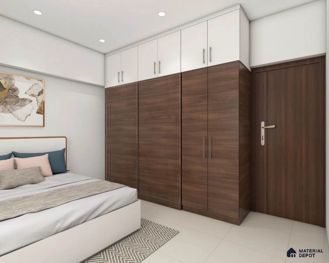 Modern Sliding Door Wardrobe in Wood & White.