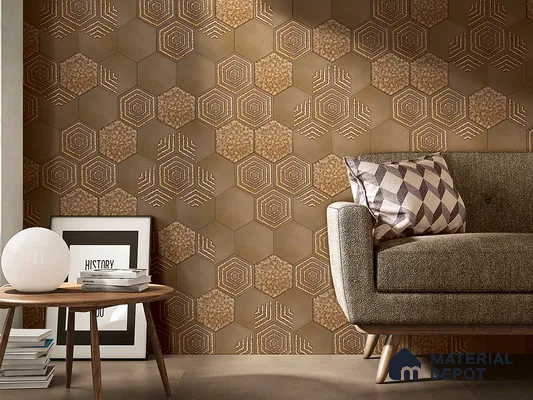 Hexagonal Embossed Metallic Tiles for Elegant Accent Walls | Material Depot