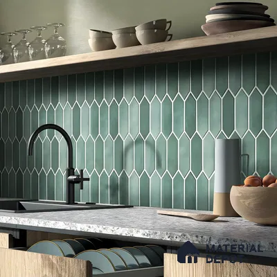 Hexagonal Kitchen Units With Wooden Laminates  | Material Depot