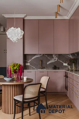 High End Pink Kitchen And Gold Kitchen Design | Material Depot