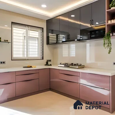 High Gloss And Matte Laminate Kitchen Design | Material Depot