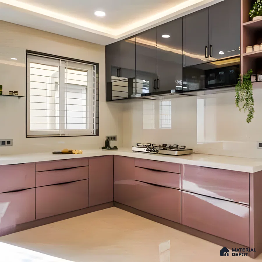 High Gloss And Matte Laminate Kitchen Design | Material Depot