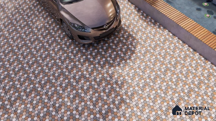 Earthy Floral Tiles for a Serene Bathroom Ambience | Material Depot